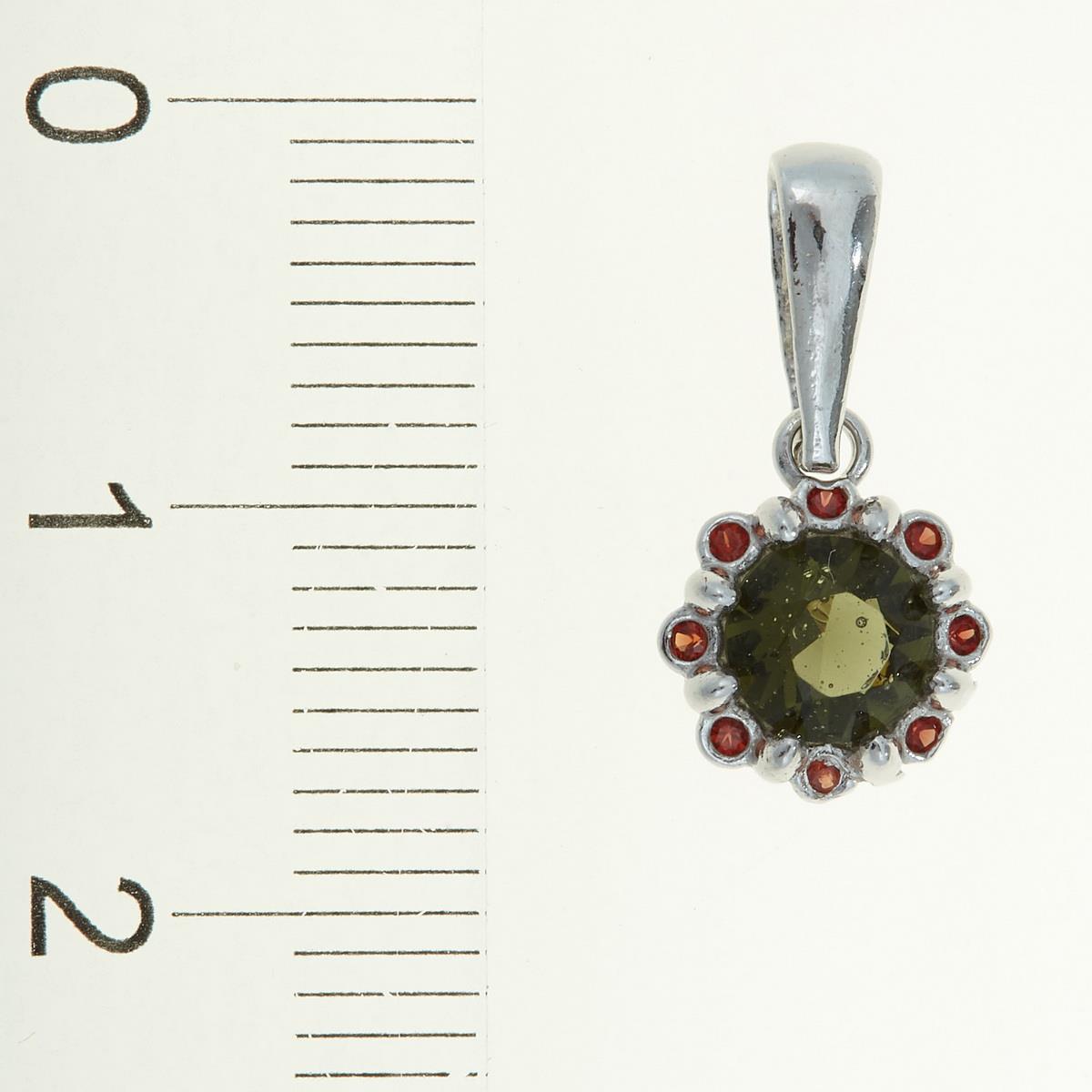 Silver pendant with moldavite and garnets 1125