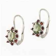 Orecchini in argento con moldavite e granati 2001-4