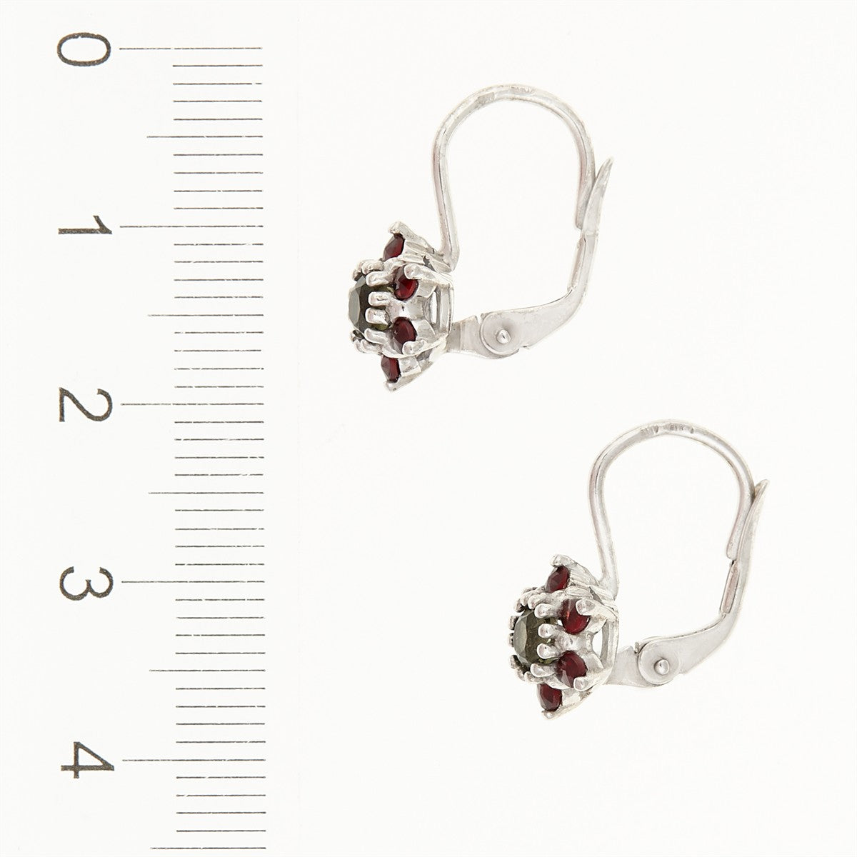 Silver earrings with moldavites and garnets 2007-4