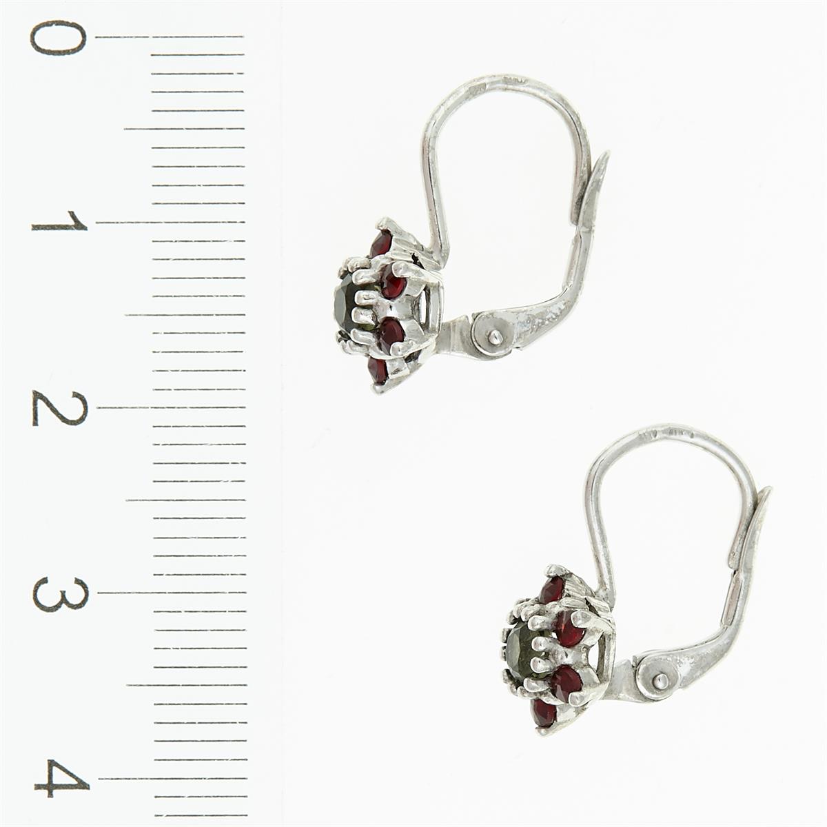 Silver earrings with moldavites and garnets 2007-4