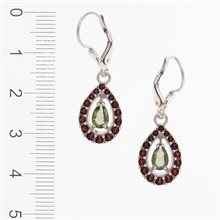 Orecchini in argento con moldavite e granati 2046G