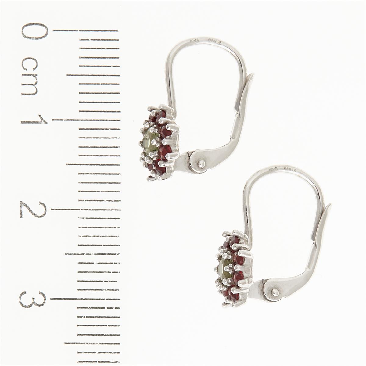 Silver earrings with moldavites and garnets 2071-4