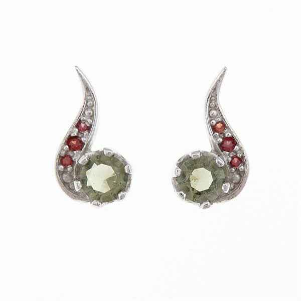 Orecchini in argento con moldaviti e granati 2118-2