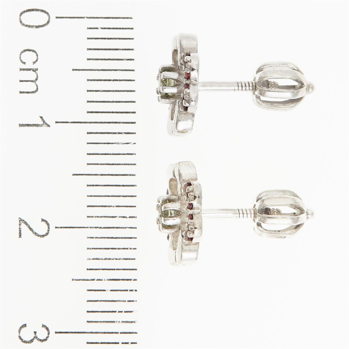 Silver earrings with natural moldavites and garnets 2119