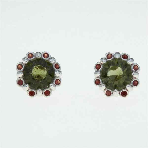 Orecchini in argento con moldaviti e granati 2125-3