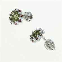 Orecchini in argento con moldaviti e granati 2125-3