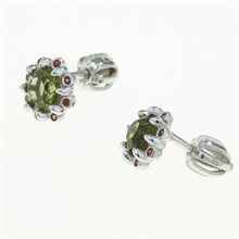 Orecchini in argento con moldaviti e granati 2125-3