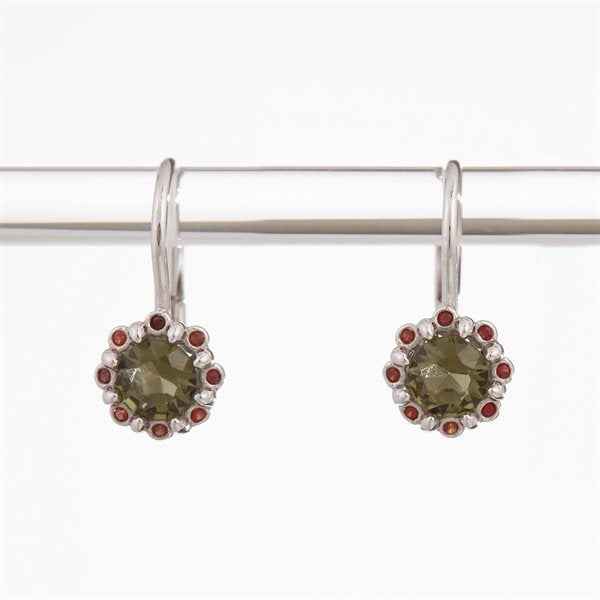 Orecchini in argento con moldaviti e granati 2125-4