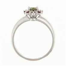 Anello in argento con moldavite e granati 3001
