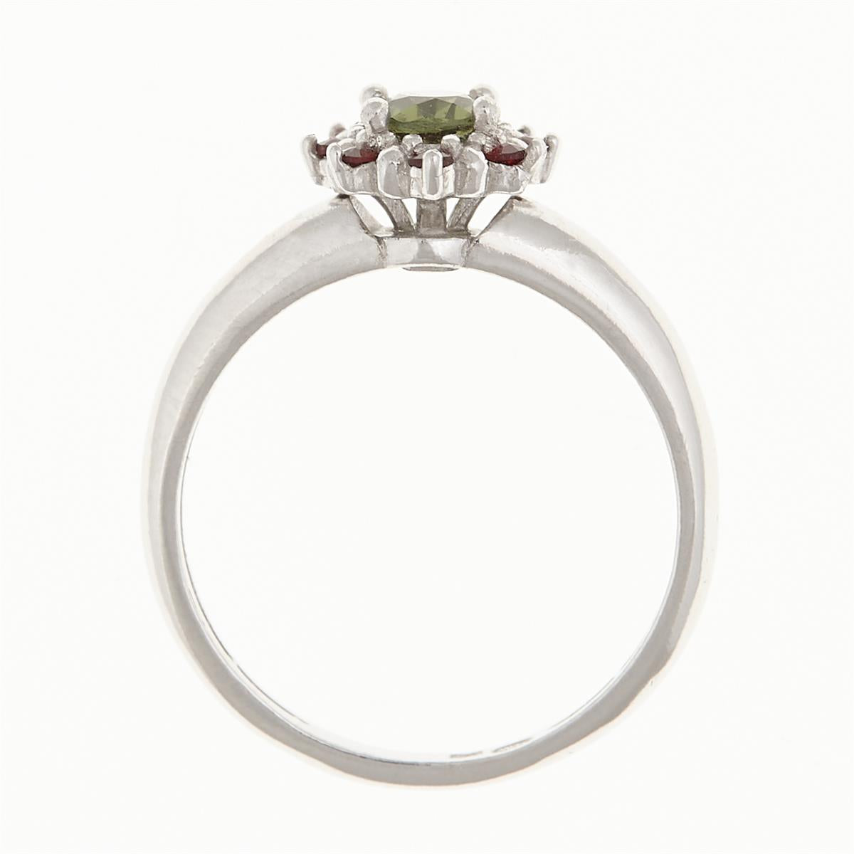 Silver ring with moldavite and garnets 3001