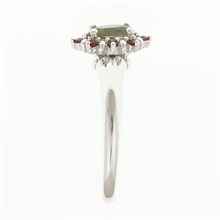 Anello in argento con moldavite e granati 3001