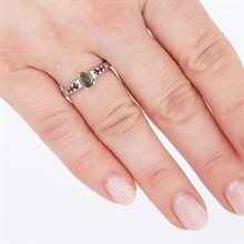 Anello Argento con moldavite e granati