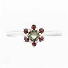 Anello in argento con moldavite e granati 3007