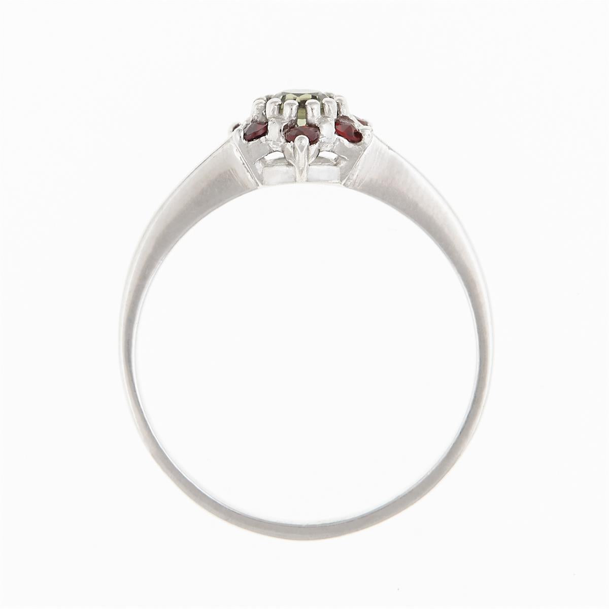 Silver ring with moldavite and garnets 3007
