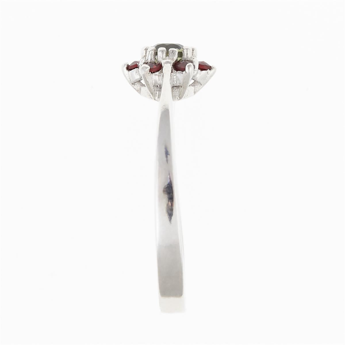 Silver ring with moldavite and garnets 3007