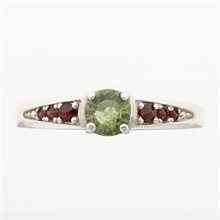 Silver ring mit moldavite and garnets 3038