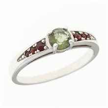 Silver ring mit moldavite and garnets 3038