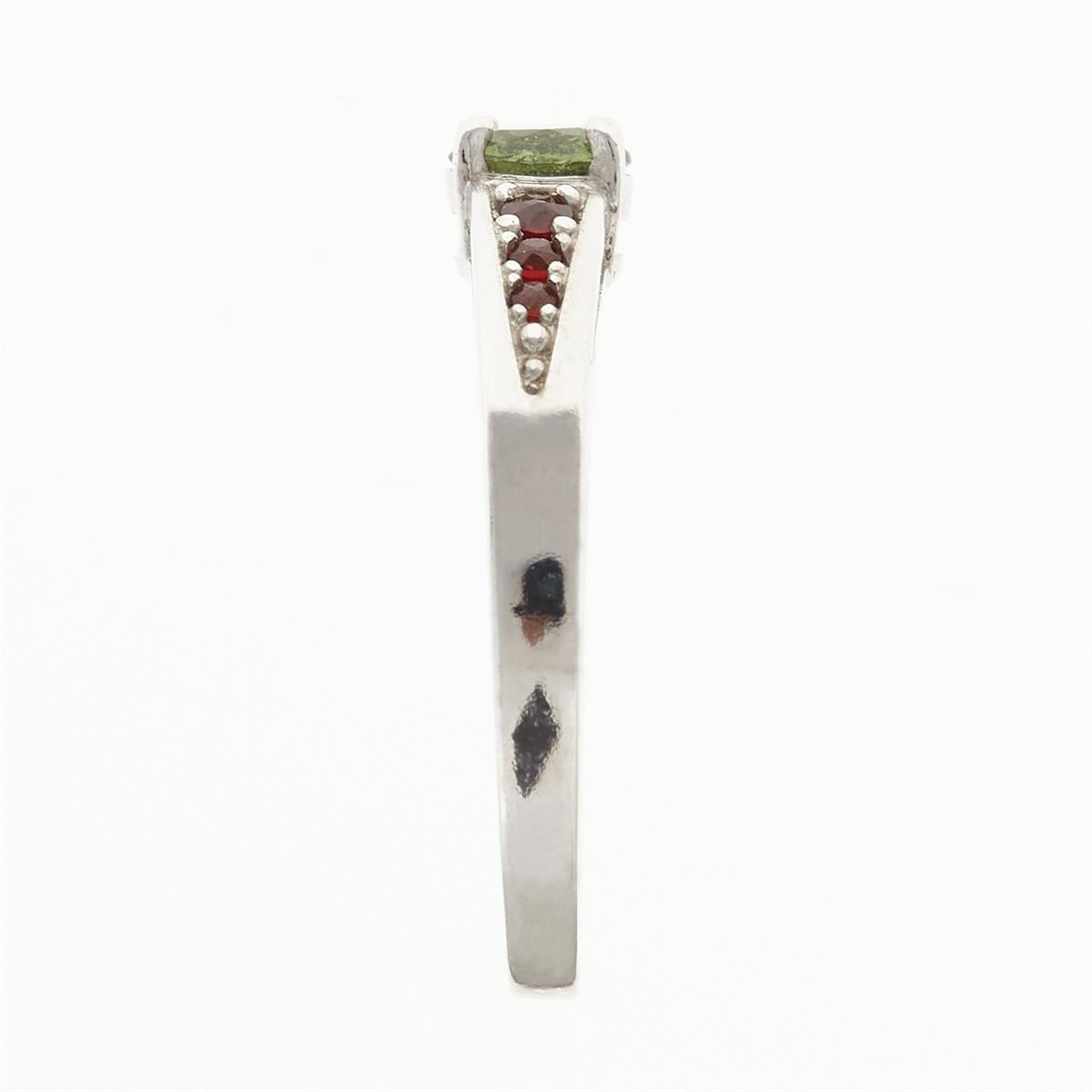 Silver ring mit moldavite and garnets 3038