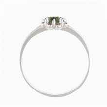 Anello in argento con moldavite e granati 3125