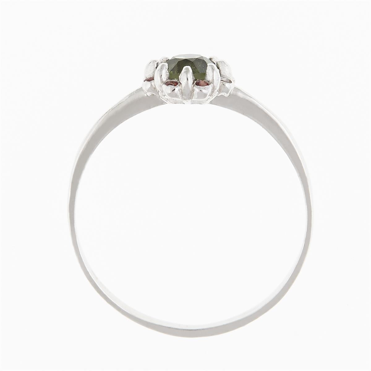 Silver ring with moldavite and garnets 3125