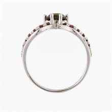 Anello Argento con moldavite e granati 3166