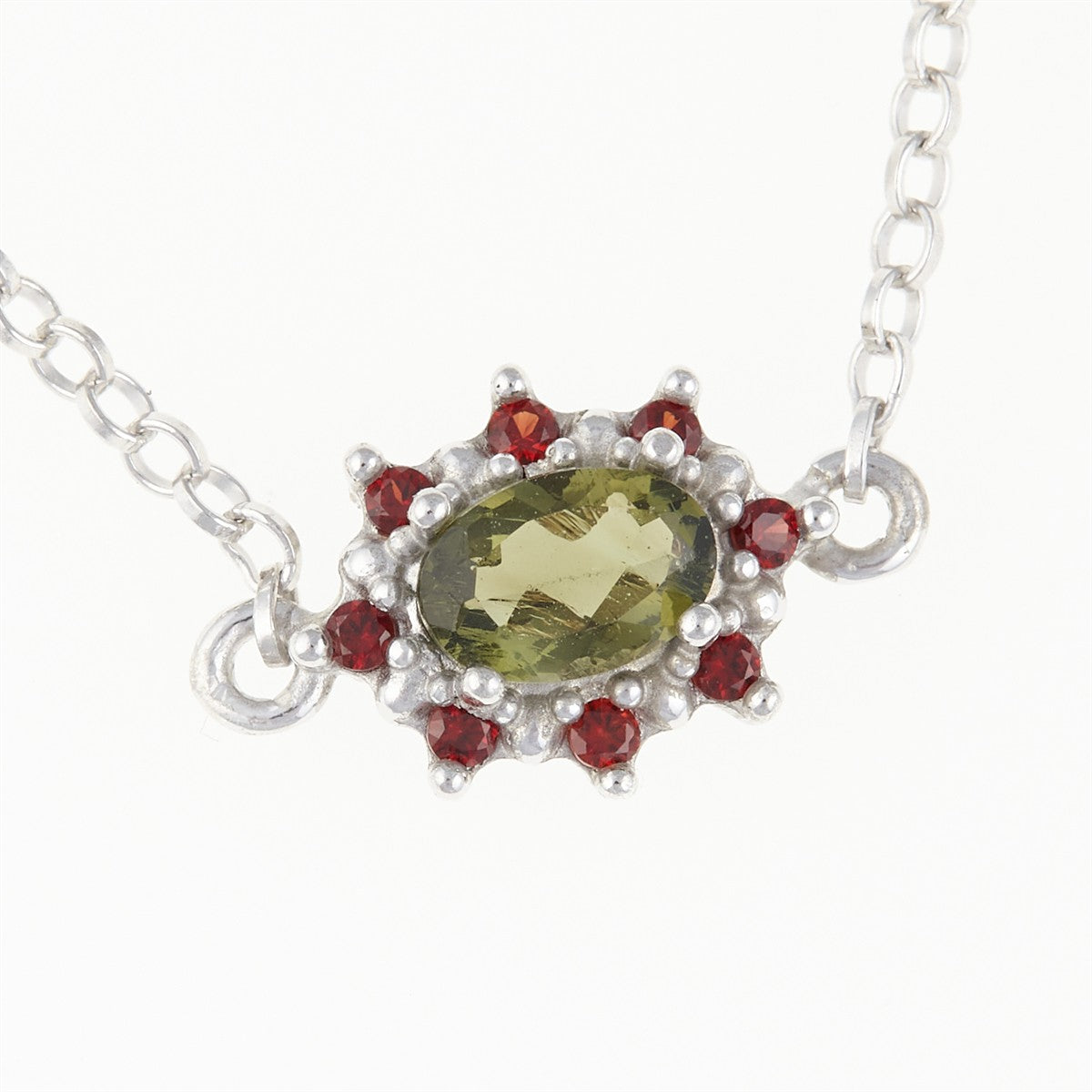 Silver bracelet with moldavites and garnets 4001-1
