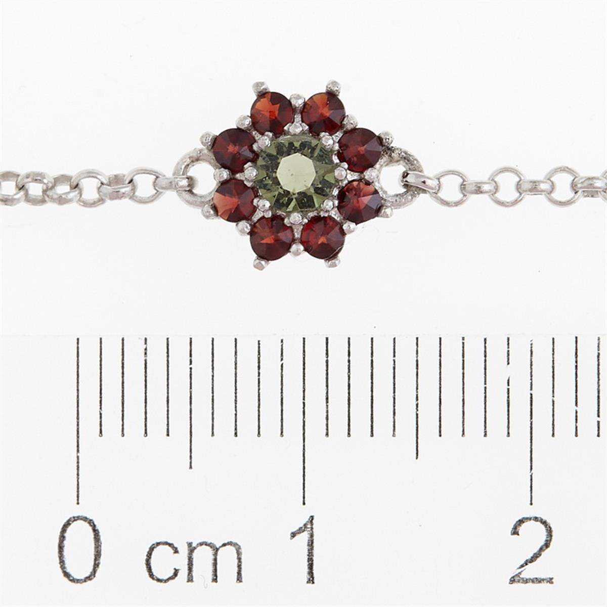 Silver bracelet with moldavite and garnets 4071-1A