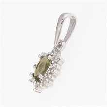Silver pendant with moldavite and cubic zirconia 1001