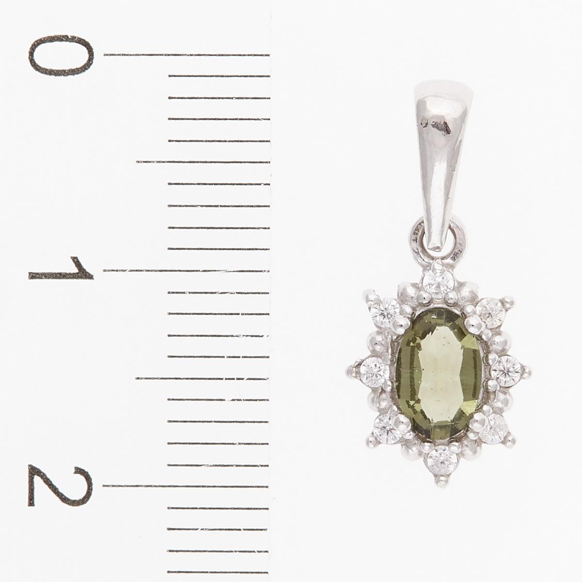 Silver pendant with moldavite and cubic zirconia 1001