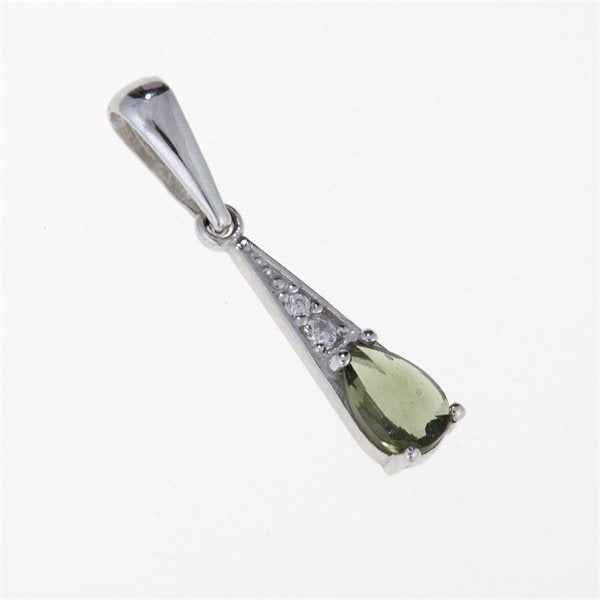 Silver pendant with moldavite and cubic zirconia1002