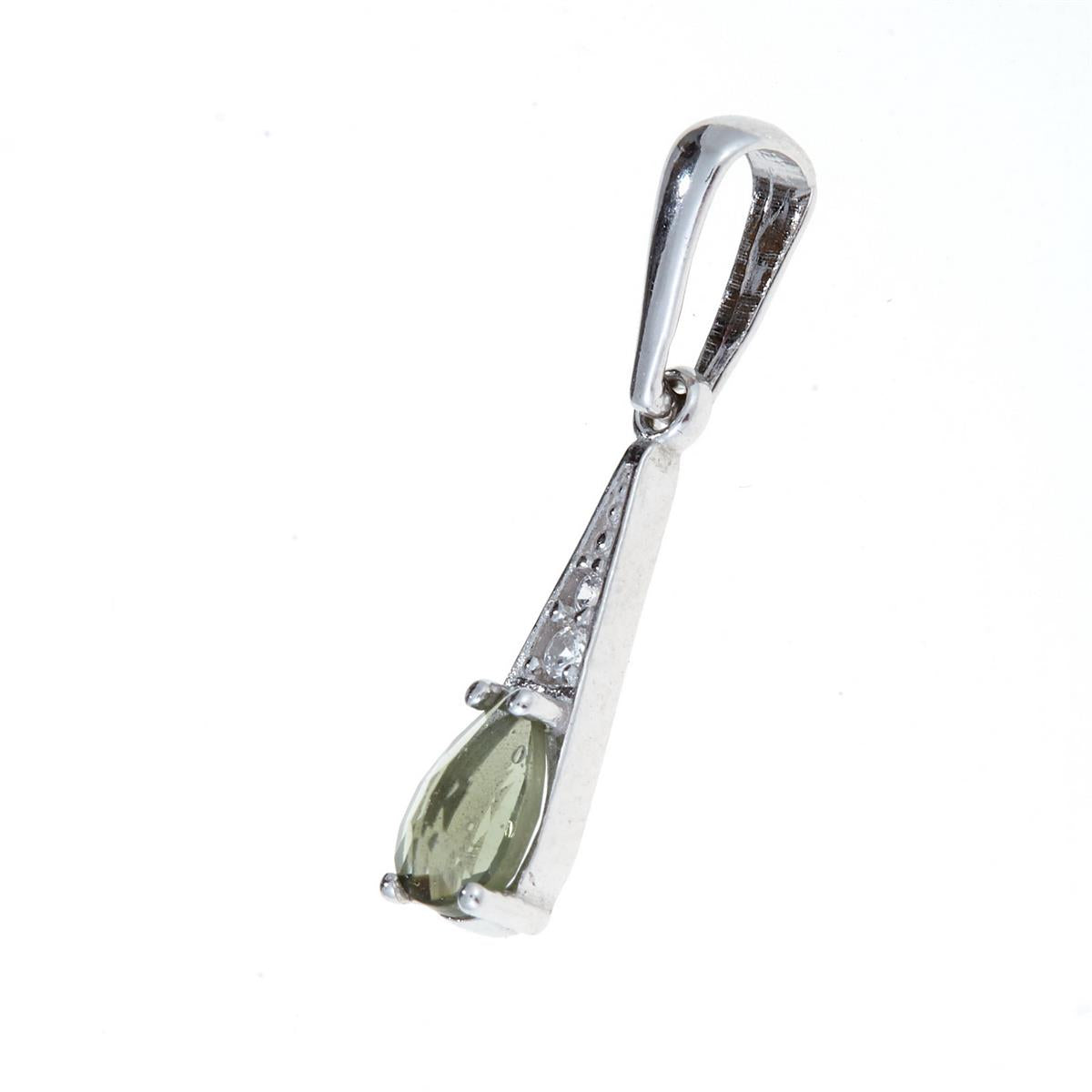 Silver pendant with moldavite and cubic zirconia1002