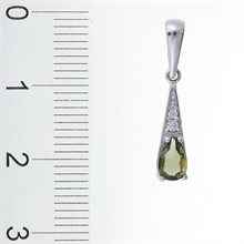 Silver pendant with moldavite and cubic zirconia1002
