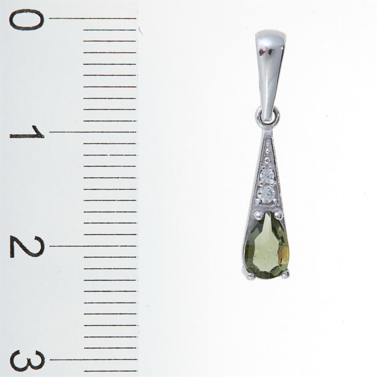 Silver pendant with moldavite and cubic zirconia1002