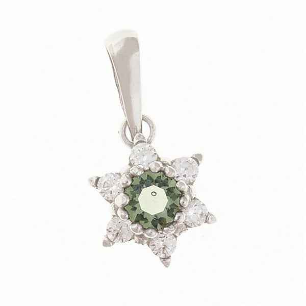 Ciondolo in argento con moldavite e zirconi 1007