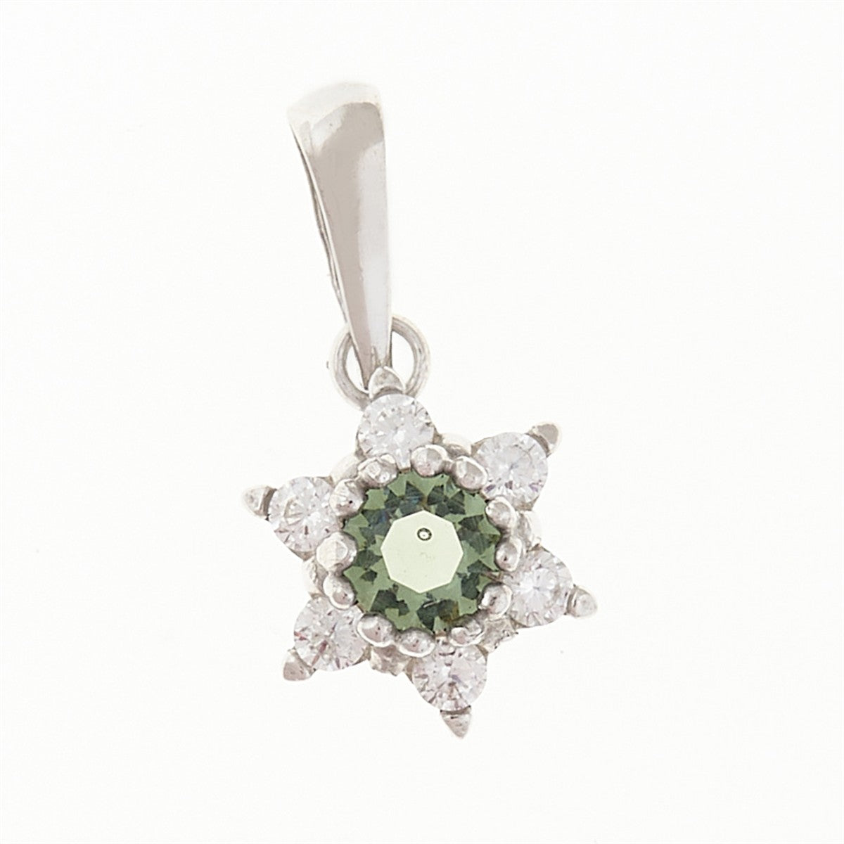 Silver pendant with moldavite and cubic zirconia 1007