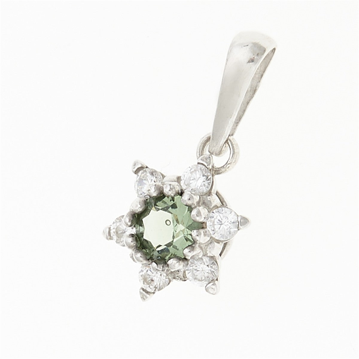 Silver pendant with moldavite and cubic zirconia 1007