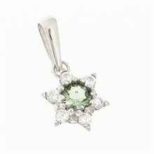 Ciondolo in argento con moldavite e zirconi 1007