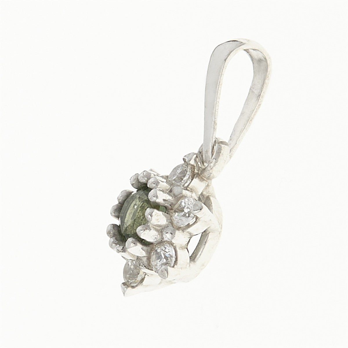Silver pendant with moldavite and cubic zirconia 1007