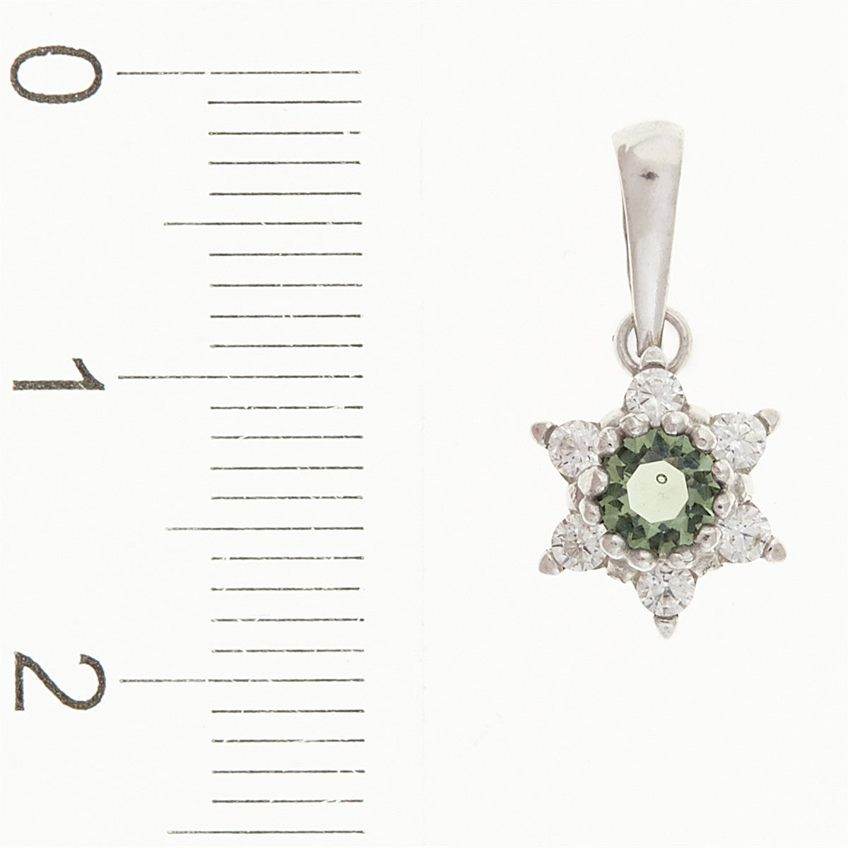 Silver pendant with moldavite and cubic zirconia 1007