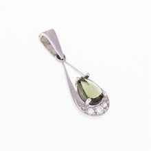 Silver pendant with moldavite and cubic zirconia 1010