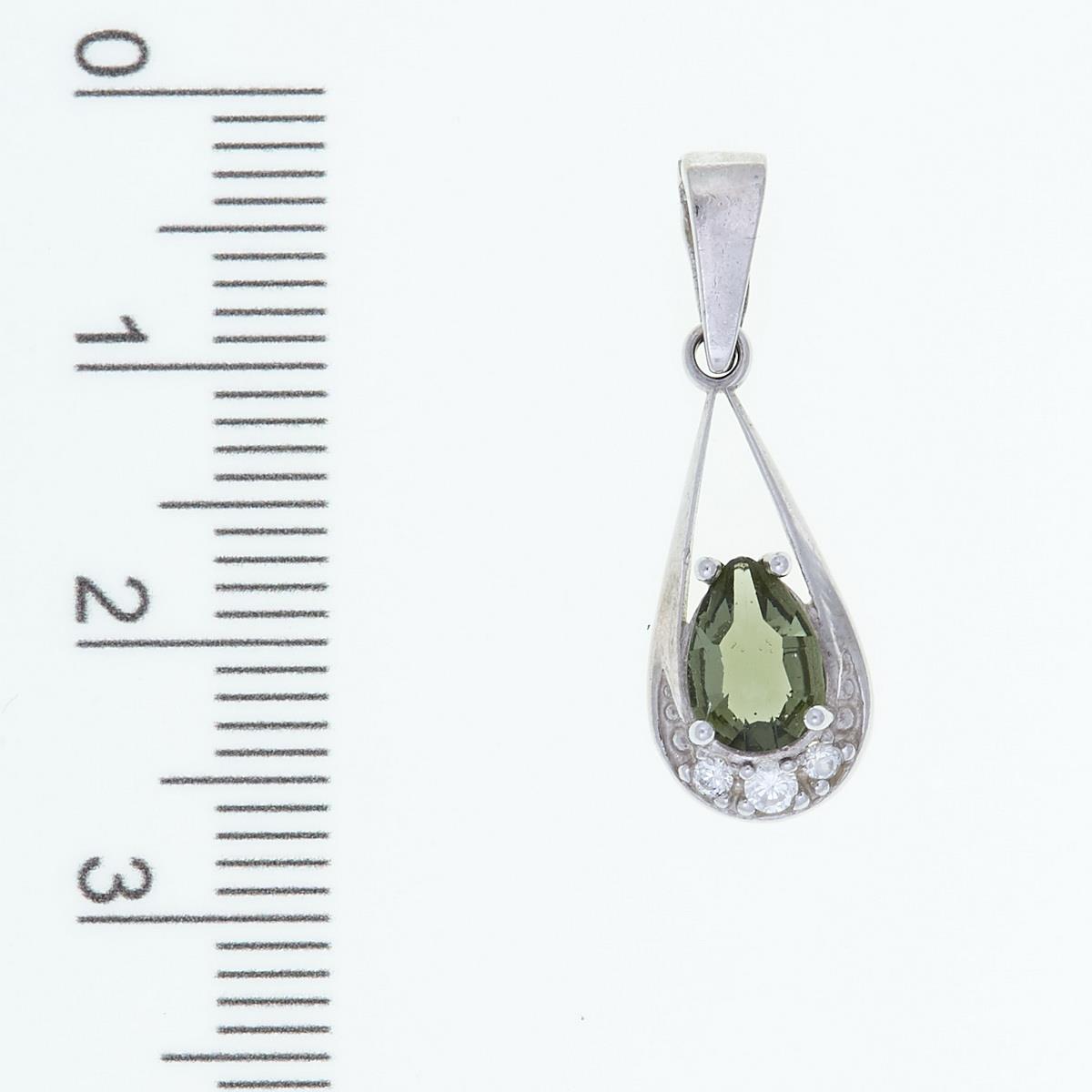 Silver pendant with moldavite and cubic zirconia 1010