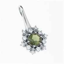 Silver pendant with moldavite and cubic zirconia 1014