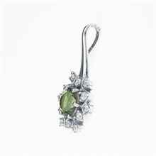 Silver pendant with moldavite and cubic zirconia 1014