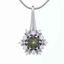 Silver pendant with moldavite and cubic zirconia 1014