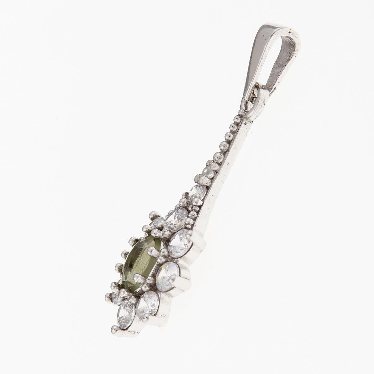 Silver pendant with moldavite and cubic zirconia 1017