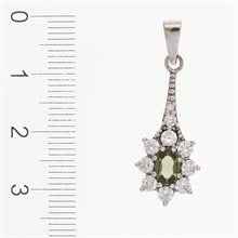 Silver pendant with moldavite and cubic zirconia 1017