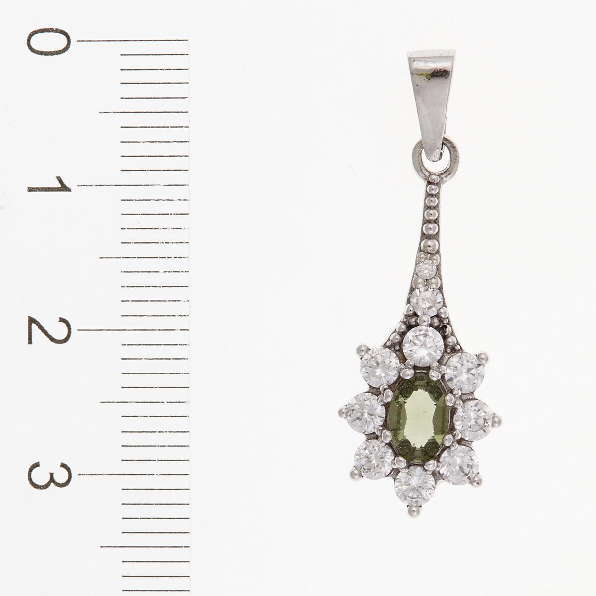 Silver pendant with moldavite and cubic zirconia 1017