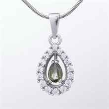 Silver pendant with moldavite and cubic zirconia 1046