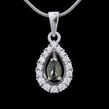 Silver pendant with moldavite and cubic zirconia 1046