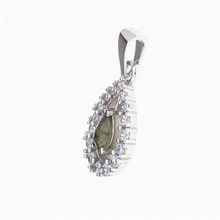 Silver pendant with moldavite and cubic zirconia 1046